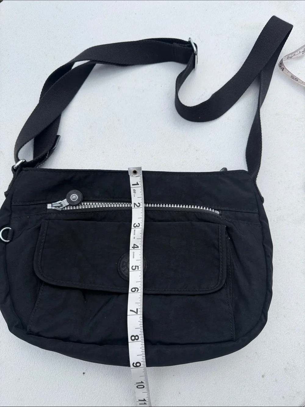 Kipling Black Crossbody Messenger Bag with Silver Hardware